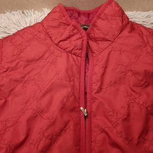Eddie Bauer Red Lined Quilted Goose Down Vest Size Large